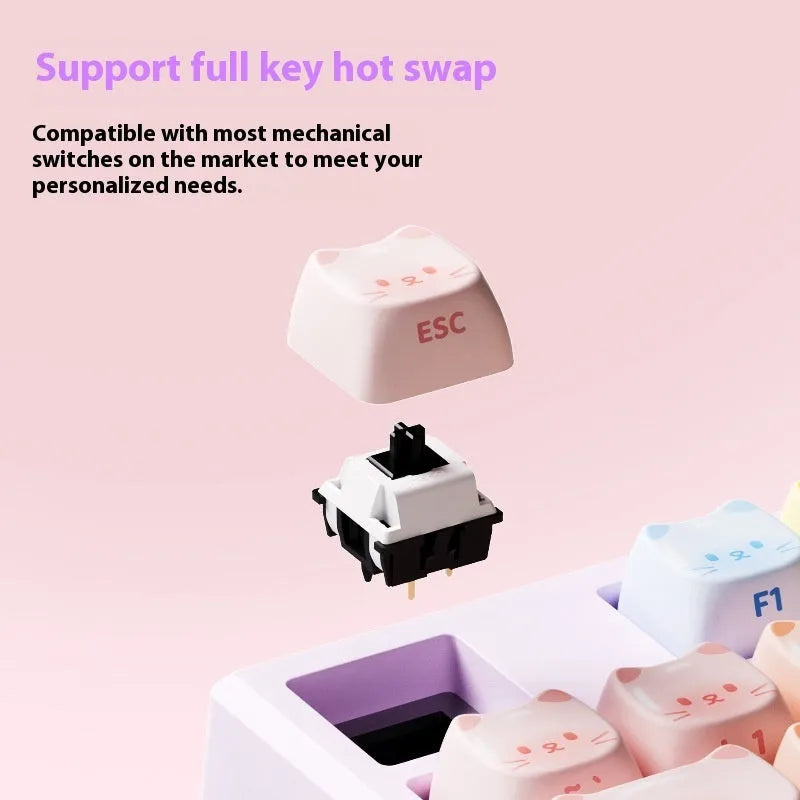 MG108B coloured Sugar Cat theme Bluetooth mechanical keyboard with Piano switches.