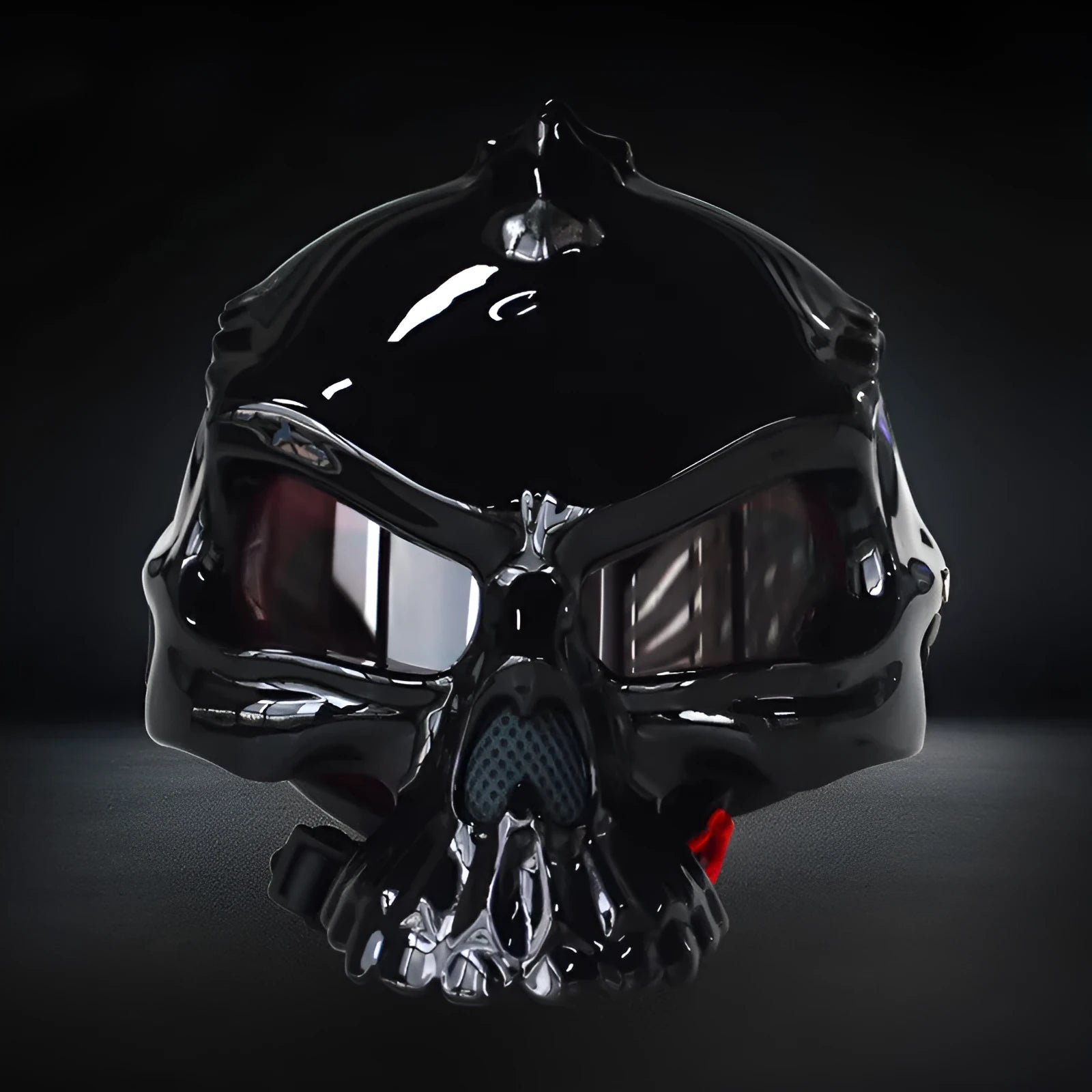 Double-sided changeable skull motorcycle helmet in ABS construction showing colour options