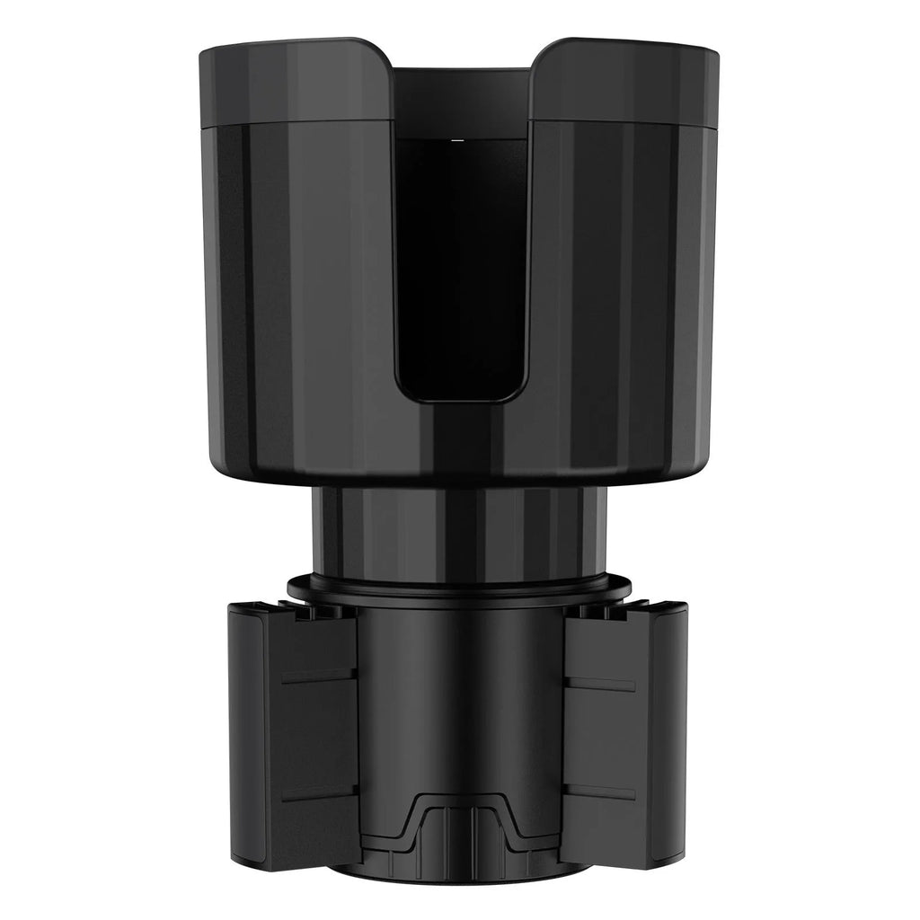 Matte black adjustable car cup holder expander for oversized bottles and cups