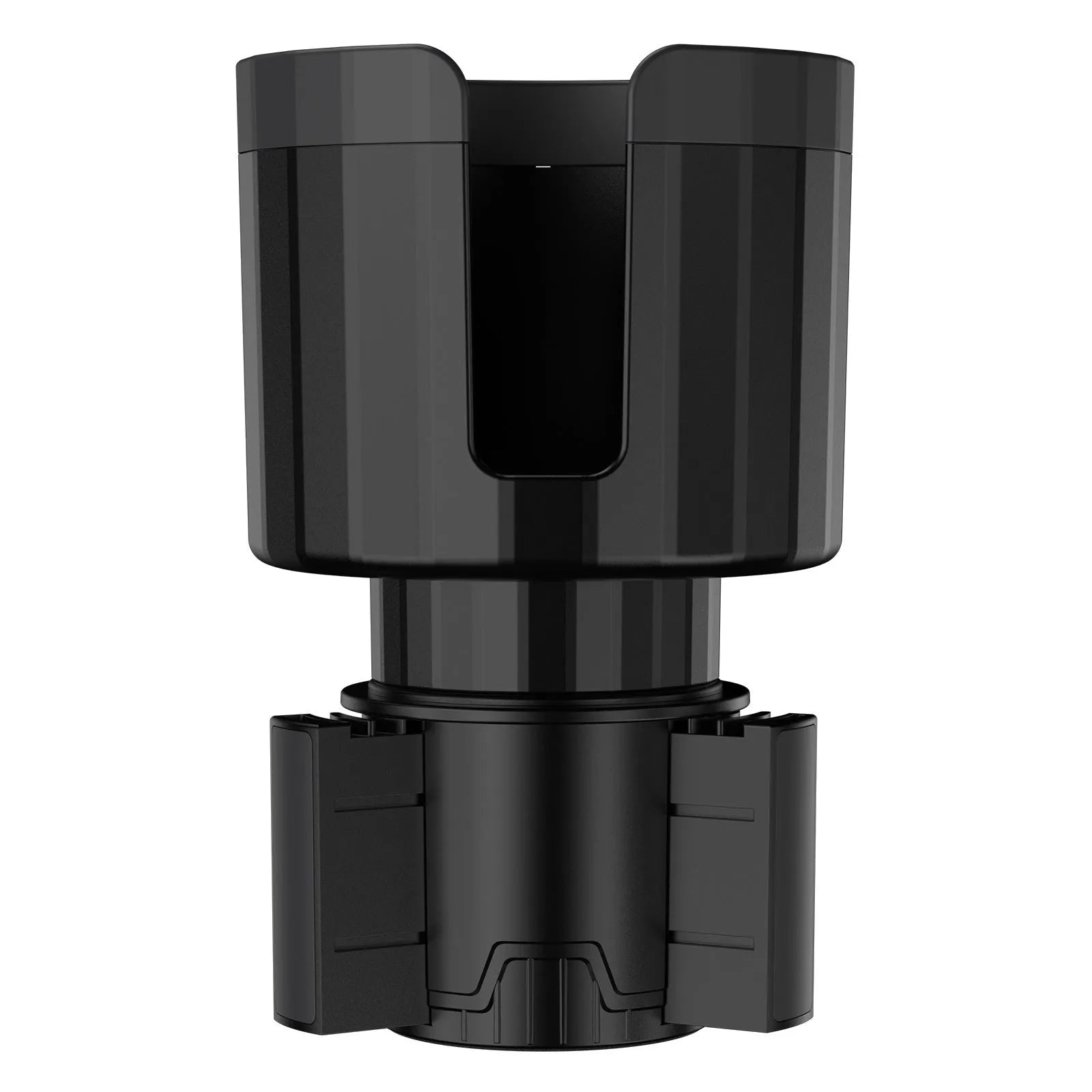 Matte black adjustable car cup holder expander for oversized bottles and cups