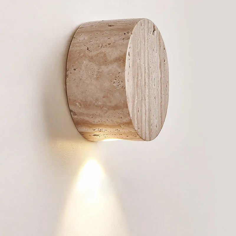 Yellow cave stone wall lamp with tricolor light, 10cm diameter, ancient Chinese style