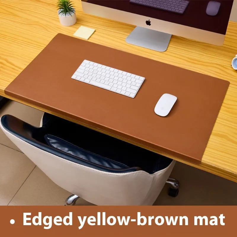 Oversized double-sided PU mouse desk pad in large size with blue yellow colour option