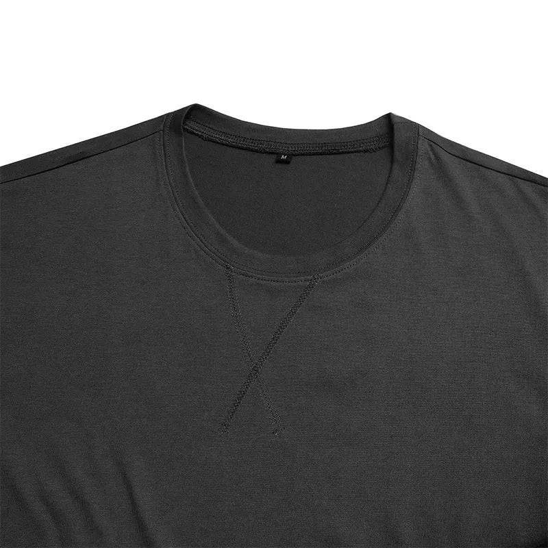 Men's slim-fit cotton short-sleeved t-shirt shown in multiple colour options