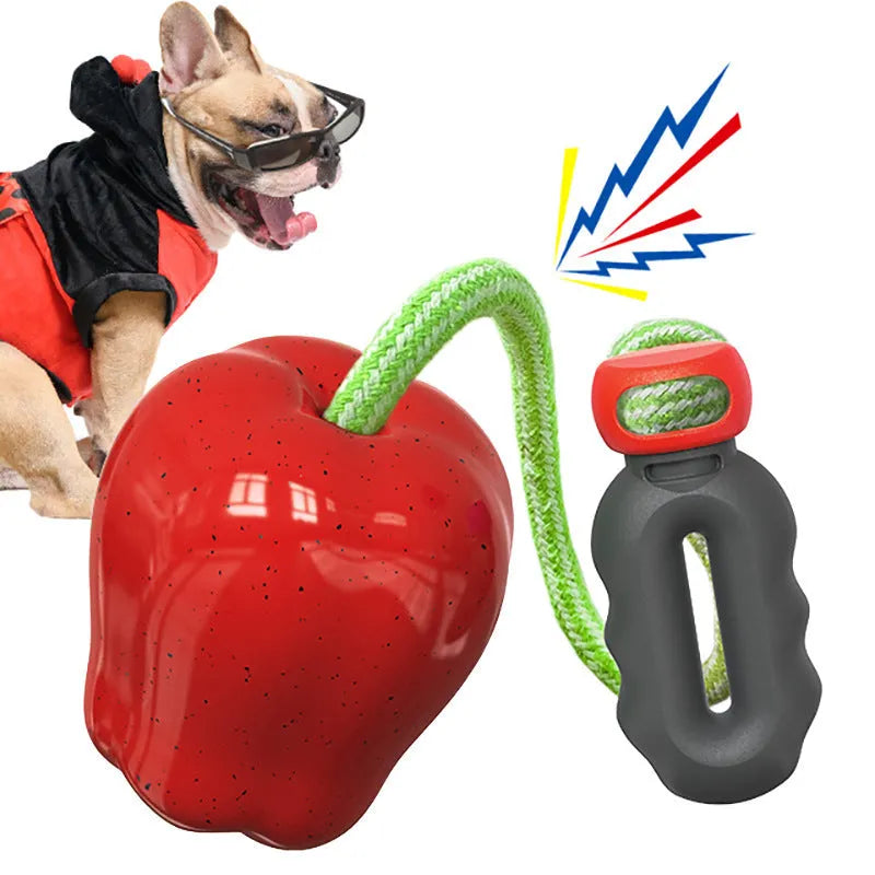 Green plastic dog molar toy with food dropping ball design for outdoor play