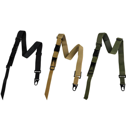 Army green nylon crossbody sling strap with alloy snap buckle, laid flat to show 148cm length