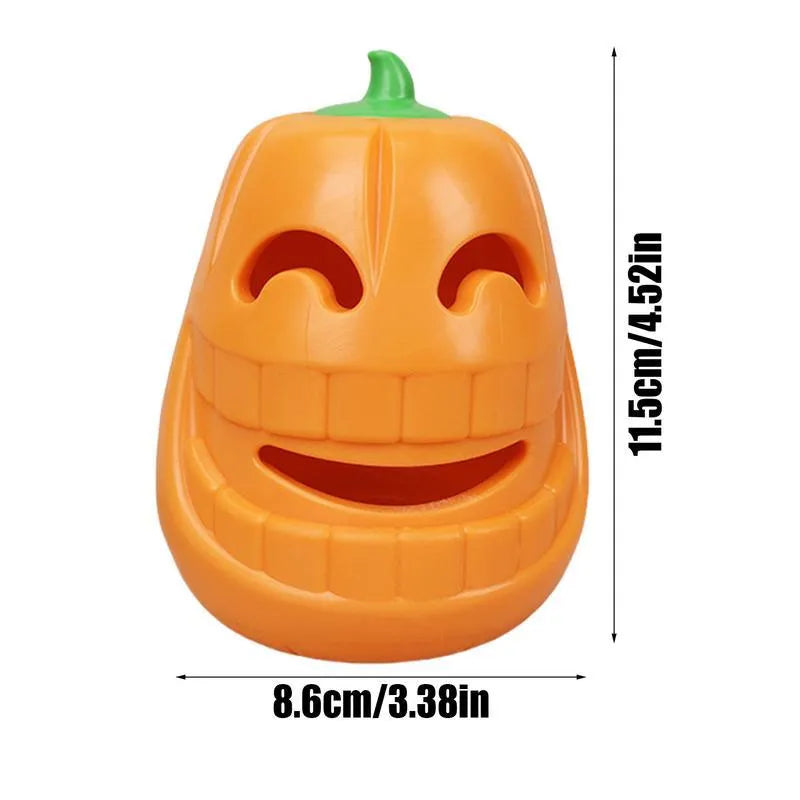 Yellow pumpkin-shaped TPR dog chew toy for aggressive chewers on white background