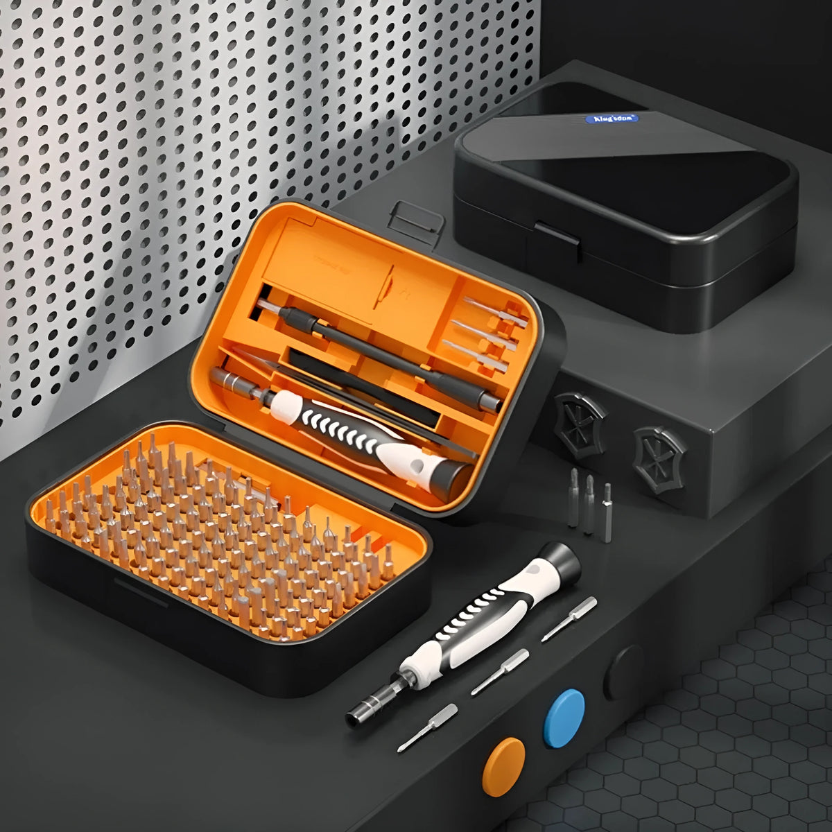130 In 1 Precision Screwdriver Tool Set with CRV bits in orange case, 153x107x54mm