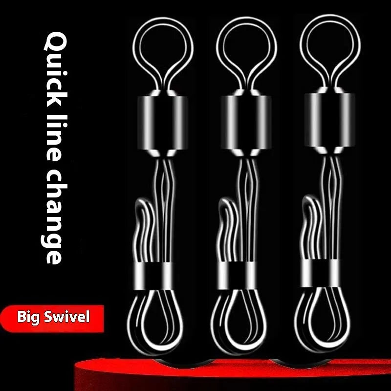 Brass quick change sub line clamp with swivel bearing and 8-word ring release mechanism for fishing reel maintenance