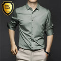 Business high-end ice silk cardigan in solid colour with lapel collar, slim fit, long sleeves