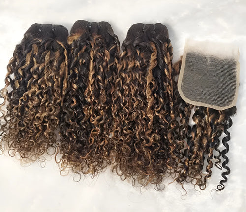 Brazilian human hair lace wig block with Qi bangs in piano colour, available in 10-24 inch sizes as bundle or 4x4 closure
