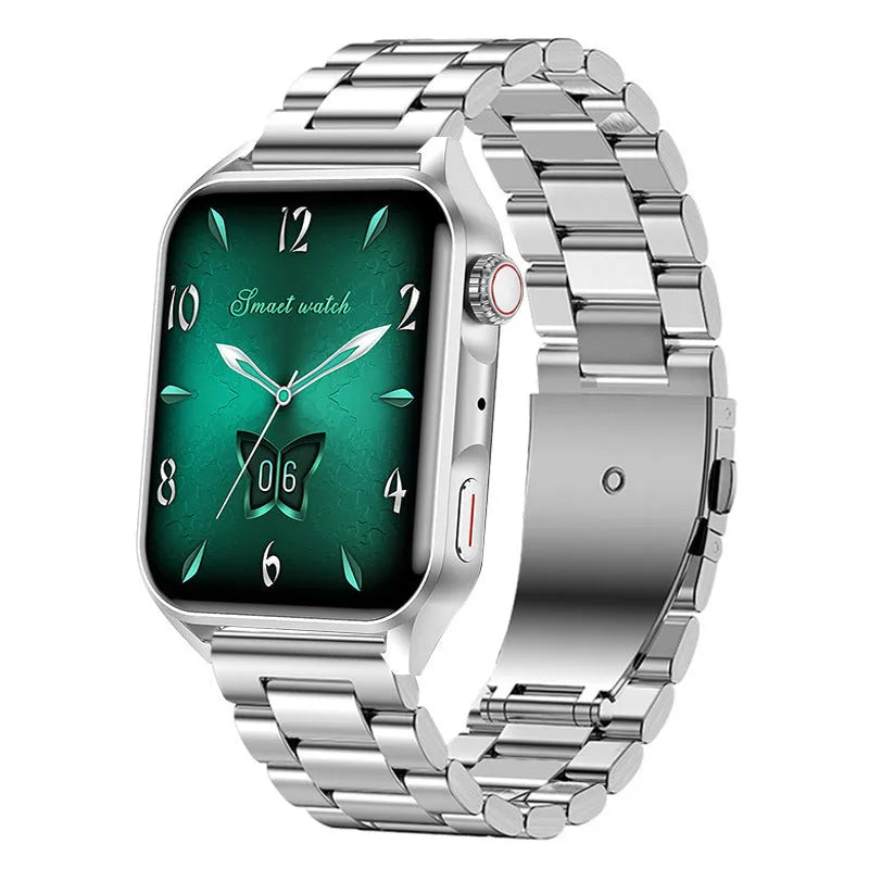 Smart watch with 1.8-inch AMOLED screen, NFC, and silicone strap in three colour options