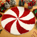 Printed round Christmas carpet with holiday design on soft polyester material