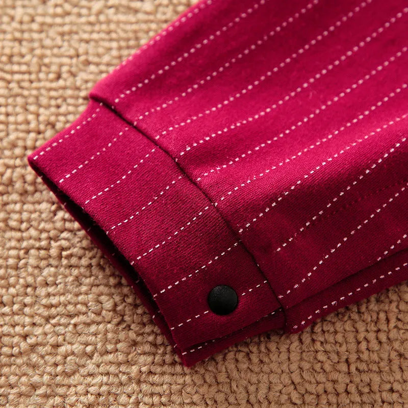 Wine red cotton baby boy romper suit with long sleeves for autumn.