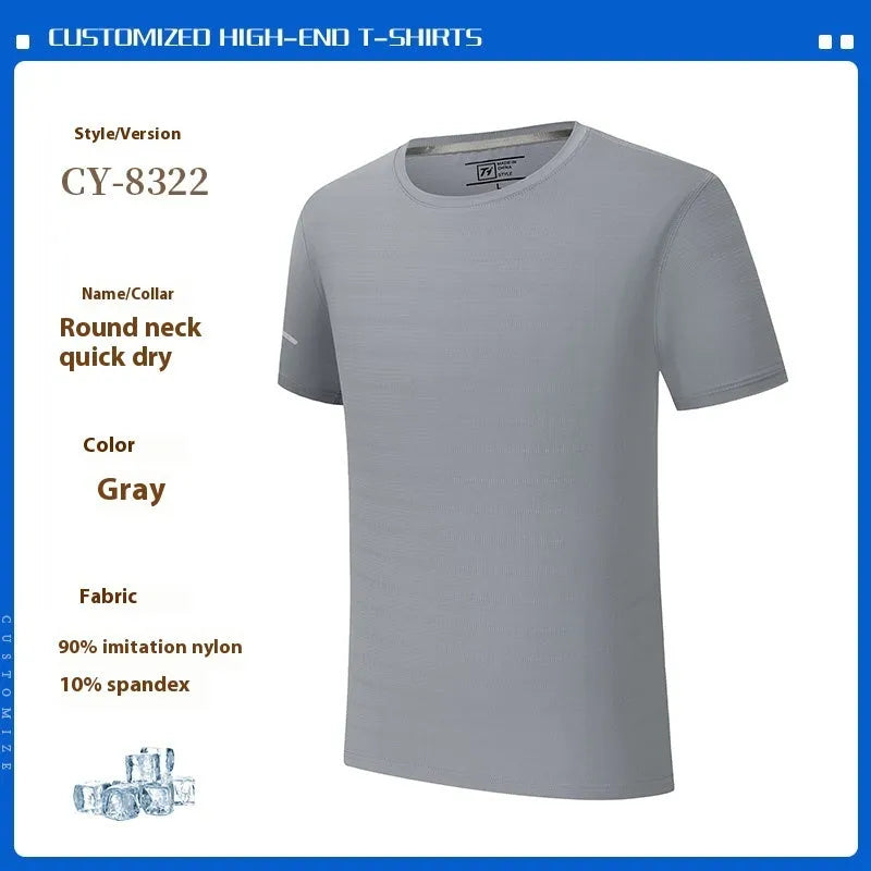 Quick-drying waterproof oil-proof antifouling round neck short sleeve work shirt in straight cut solid colour