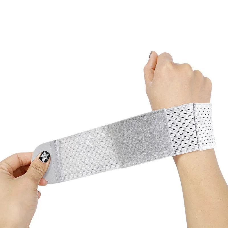 High elasticity breathable athletic wristguard shown in black, grey, and pink colour options.