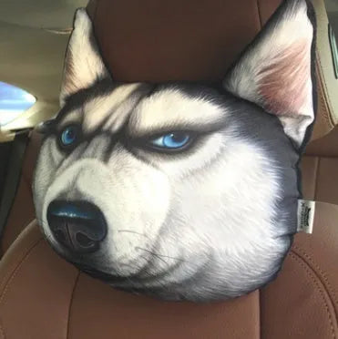 Cat lovers oblong car headrest pillow with cartoon cat print and removable cover for seat support