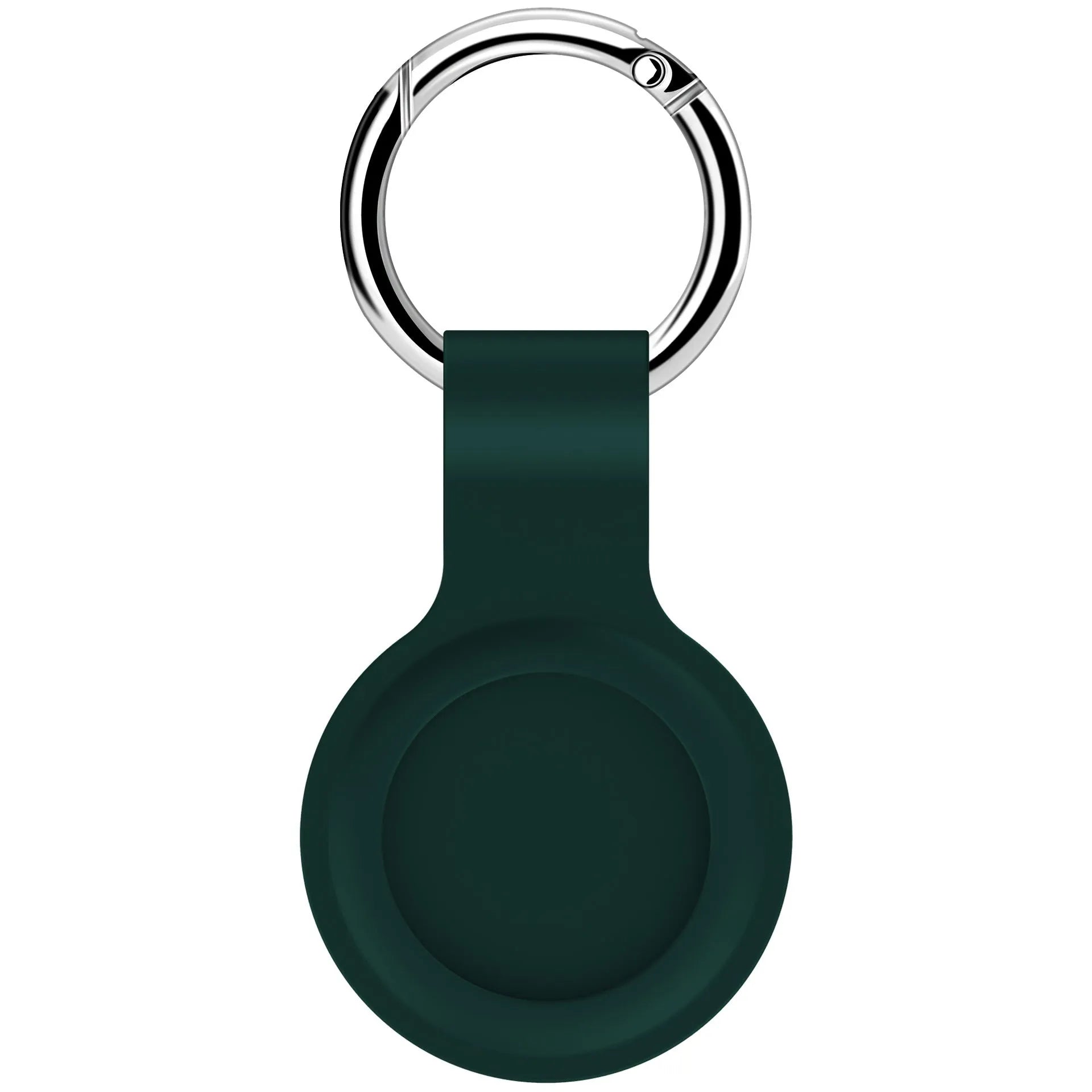 Silicone protective case with metal keychain snap for Apple AirTag in multiple colours.