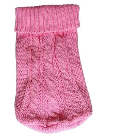 Knitted wool dog sweater with fabric buttons in assorted colours, sizes XS to XXL