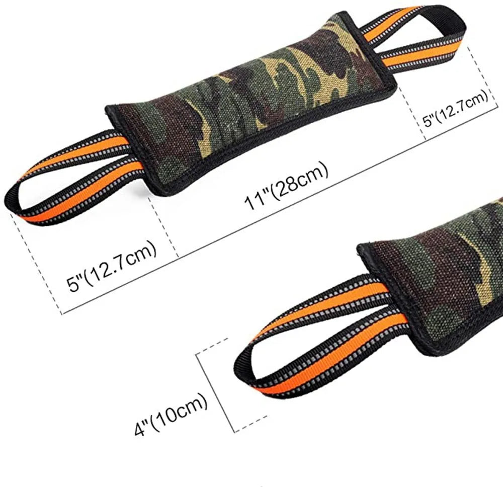 55cm long yellow-edged jute dog bite stick with reflective material for training