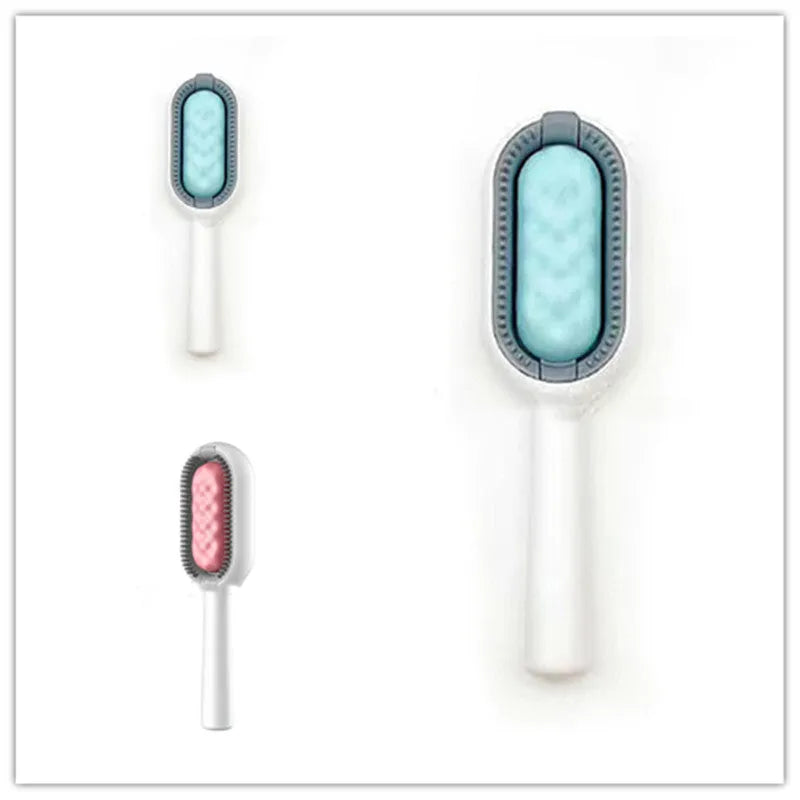 Green plastic pet hair removal comb with disposable wipes sticker for cats and dogs