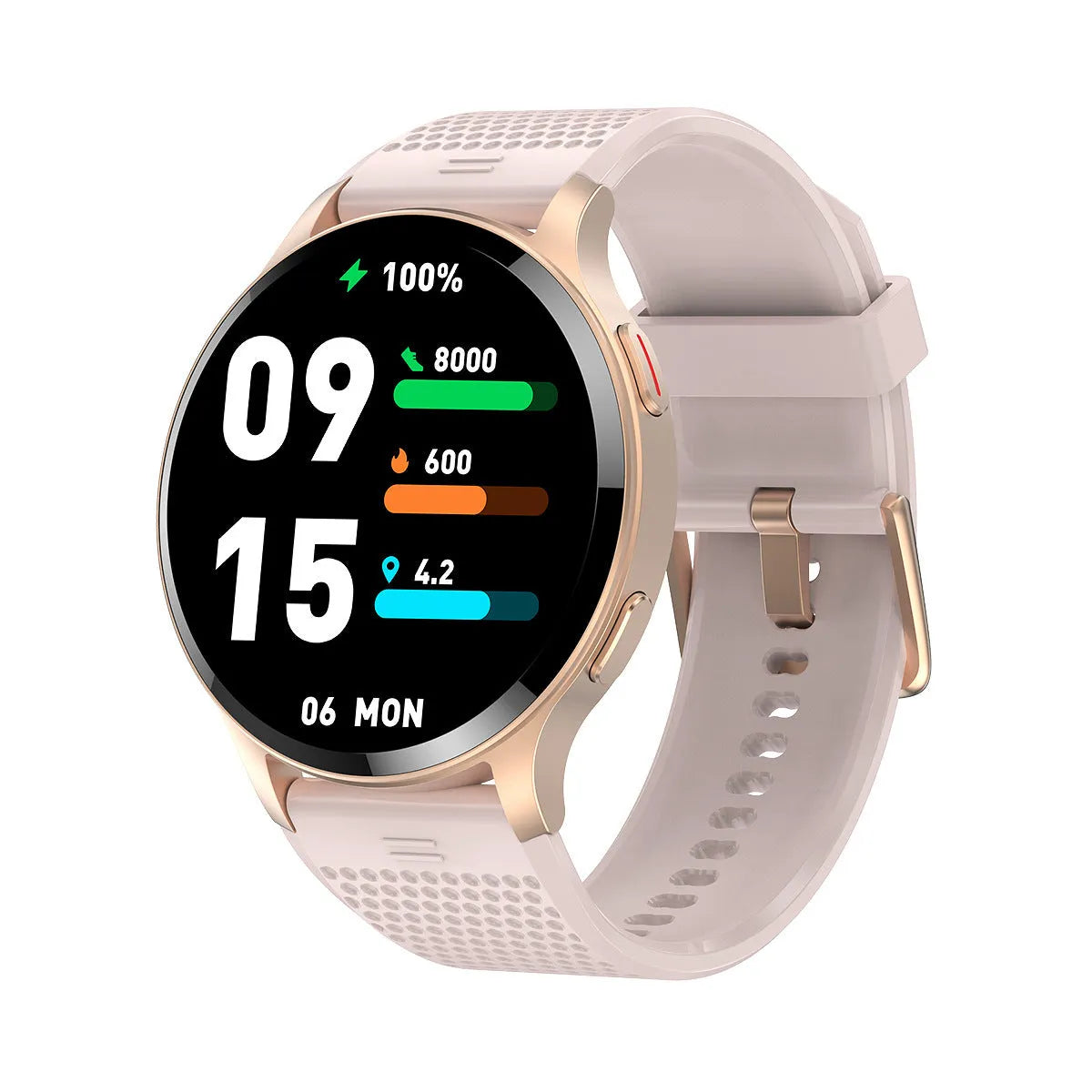 Gold smart watch for ladies with 1.45 inch IPS touch screen and Bluetooth calling feature