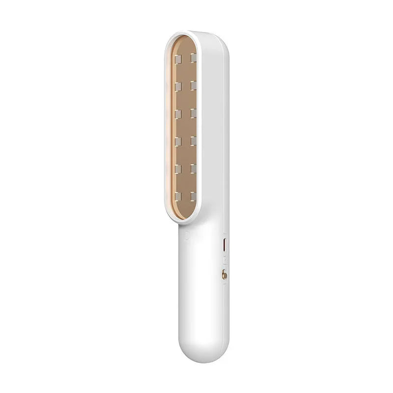 Portable UV sterilisation lamp hand-held 265nm wavelength 219mm long in pink and white colours