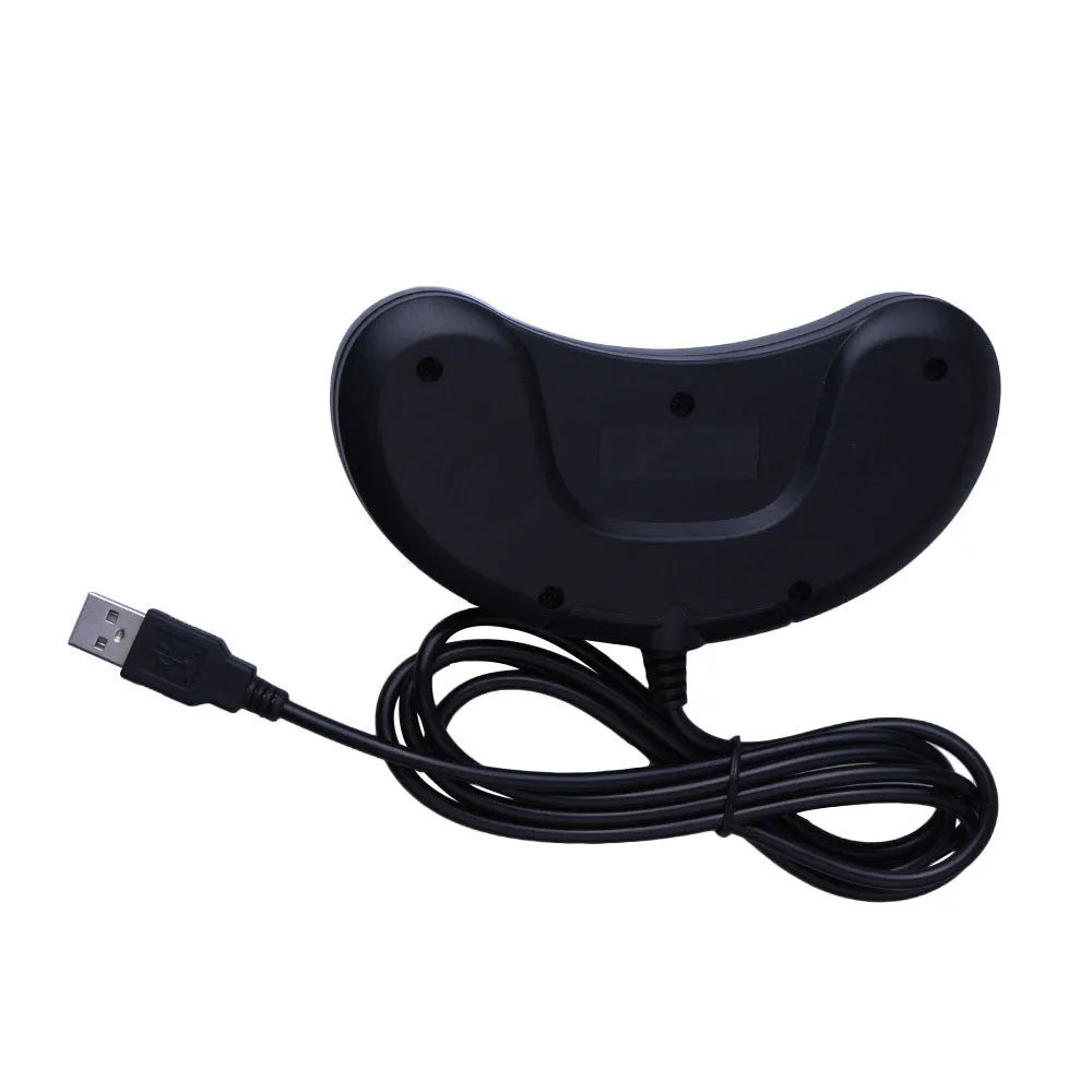 Black USB game controller with 1.8 metre wire and Sega-style button layout