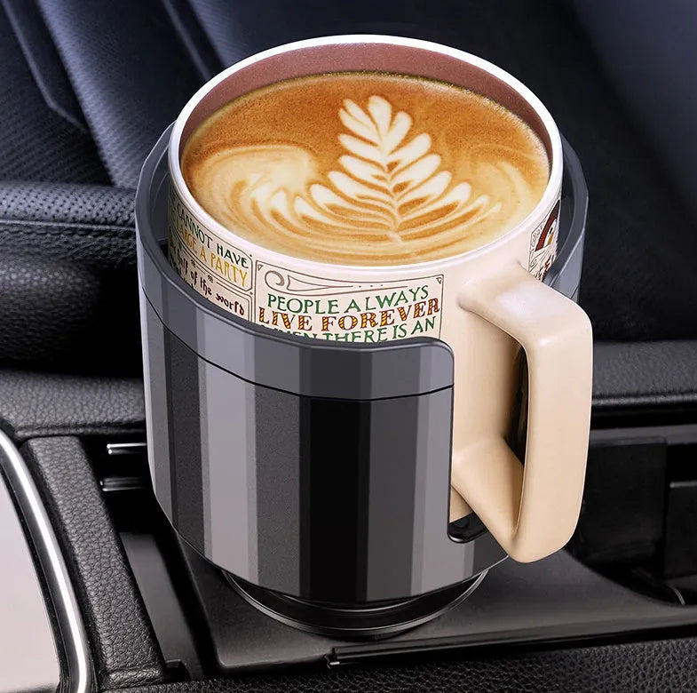 Matte black adjustable car cup holder expander for oversized bottles and cups