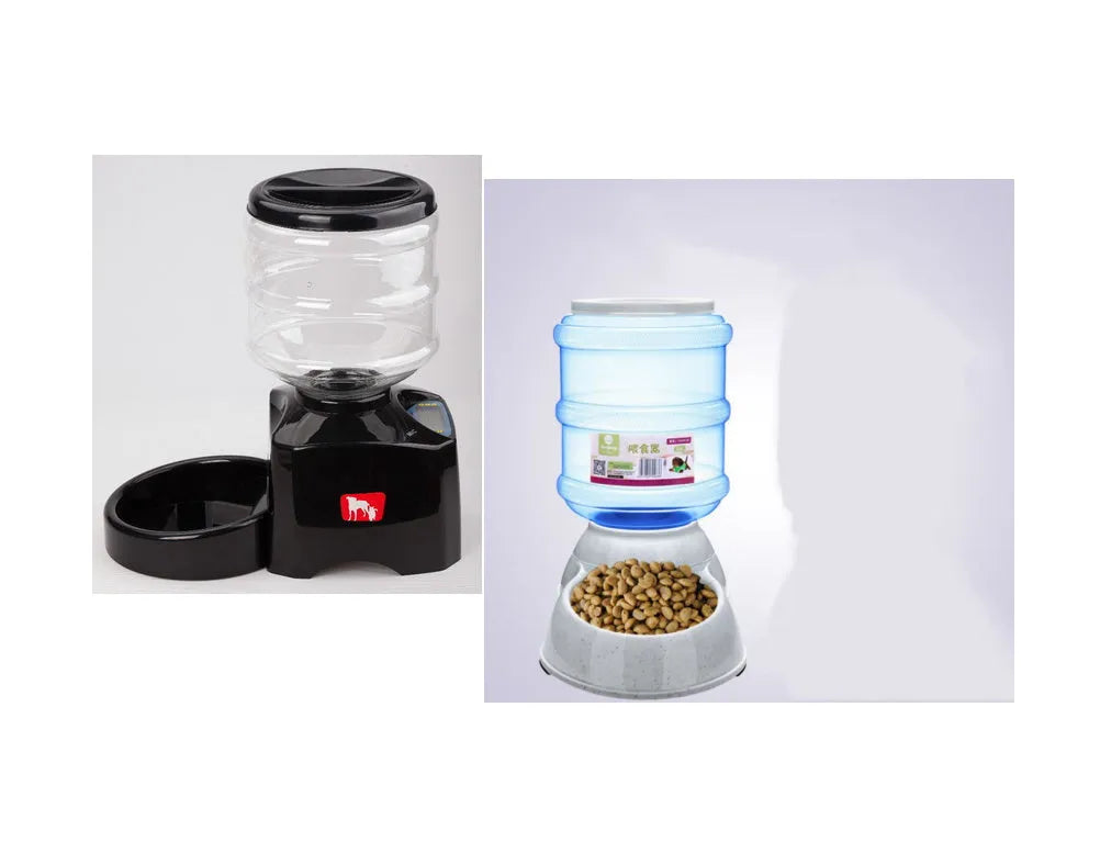 5.5L black automatic pet feeder with LCD screen and bowl for dogs and cats