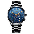Men's waterproof quartz sports watch showing four colour options with 12mm case thickness