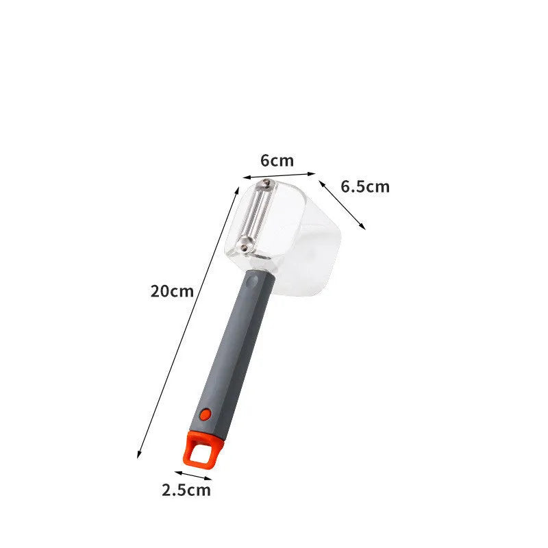Green, grey, and red stainless steel kitchen peelers with plastic handles on a white background.