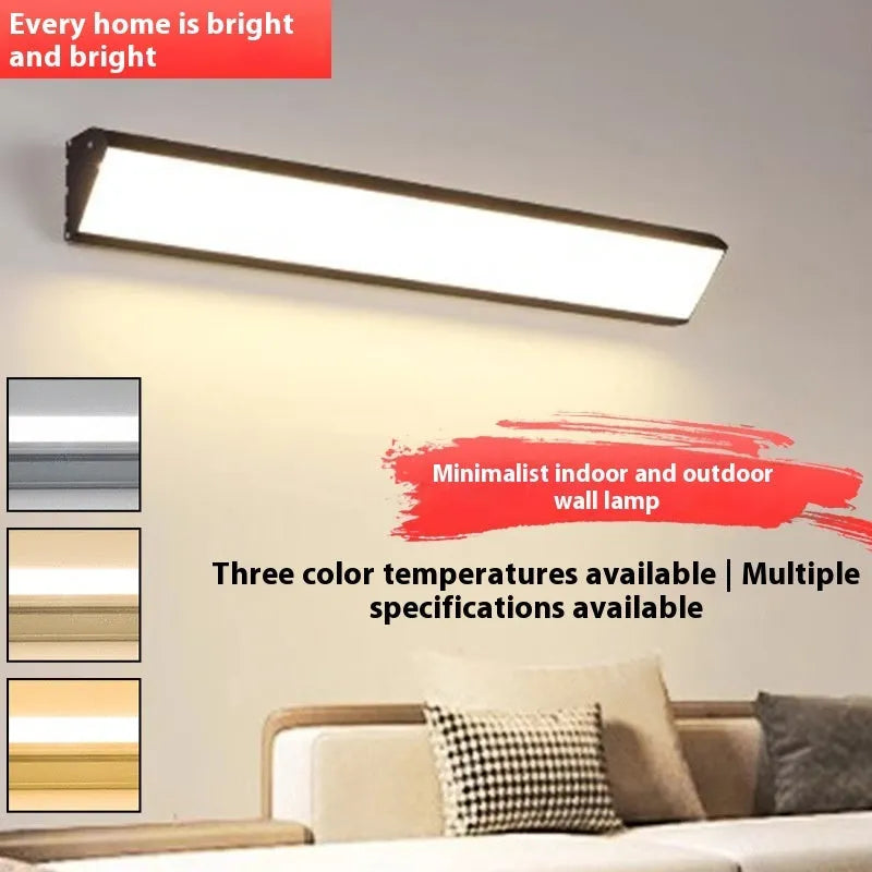 Modern LED strip wall lamp black aluminium housing PC shade 48cm length