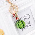 Green zinc alloy watermelon diamond keychain 12cm on key ring