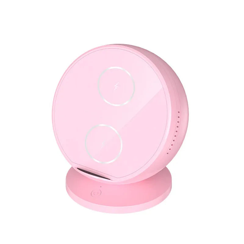 XC-11 mobile phone wireless charger holder with Bluetooth speaker in black colour on desk