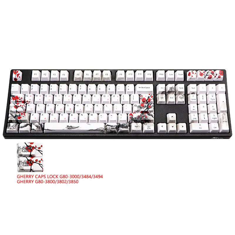 PBT Wangjiang plum blossom theme mechanical keyboard keycap set with 109 keys in OEM height profile