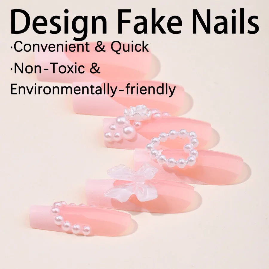 French Love Pearl artificial nail stickers in white XD93 with jelly glue and polish rub