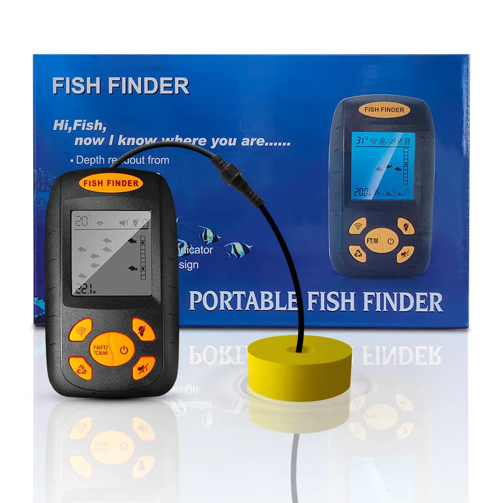 Smart wireless fish finder with accurate fish group detection, depth 0.6-73 metres, model options in black, camouflage, red
