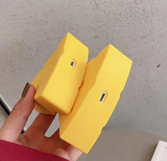Yellow silicone protective case cover for Apple AirPods 1, AirPods 2 and AirPods Pro 3 generation.