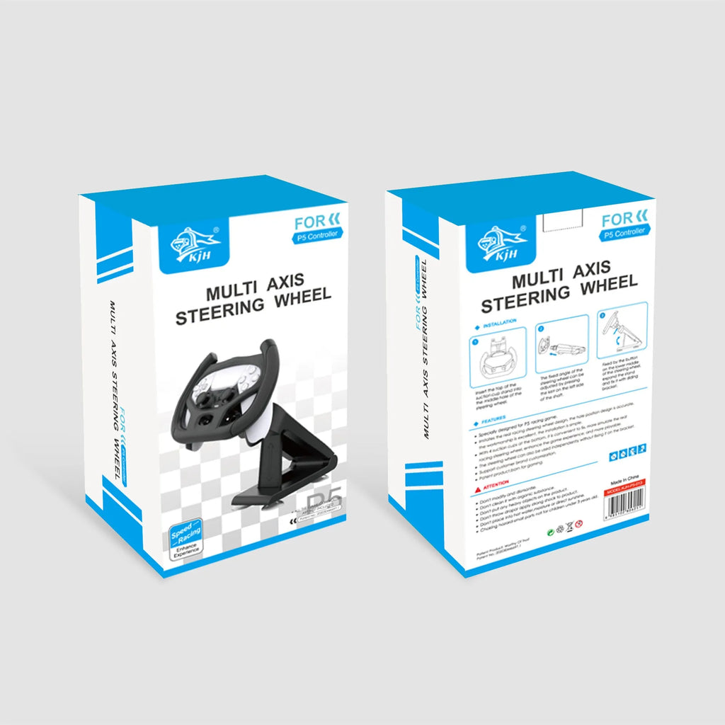 Black ABS gamepad steering wheel bracket with suction cup holding a mobile phone.