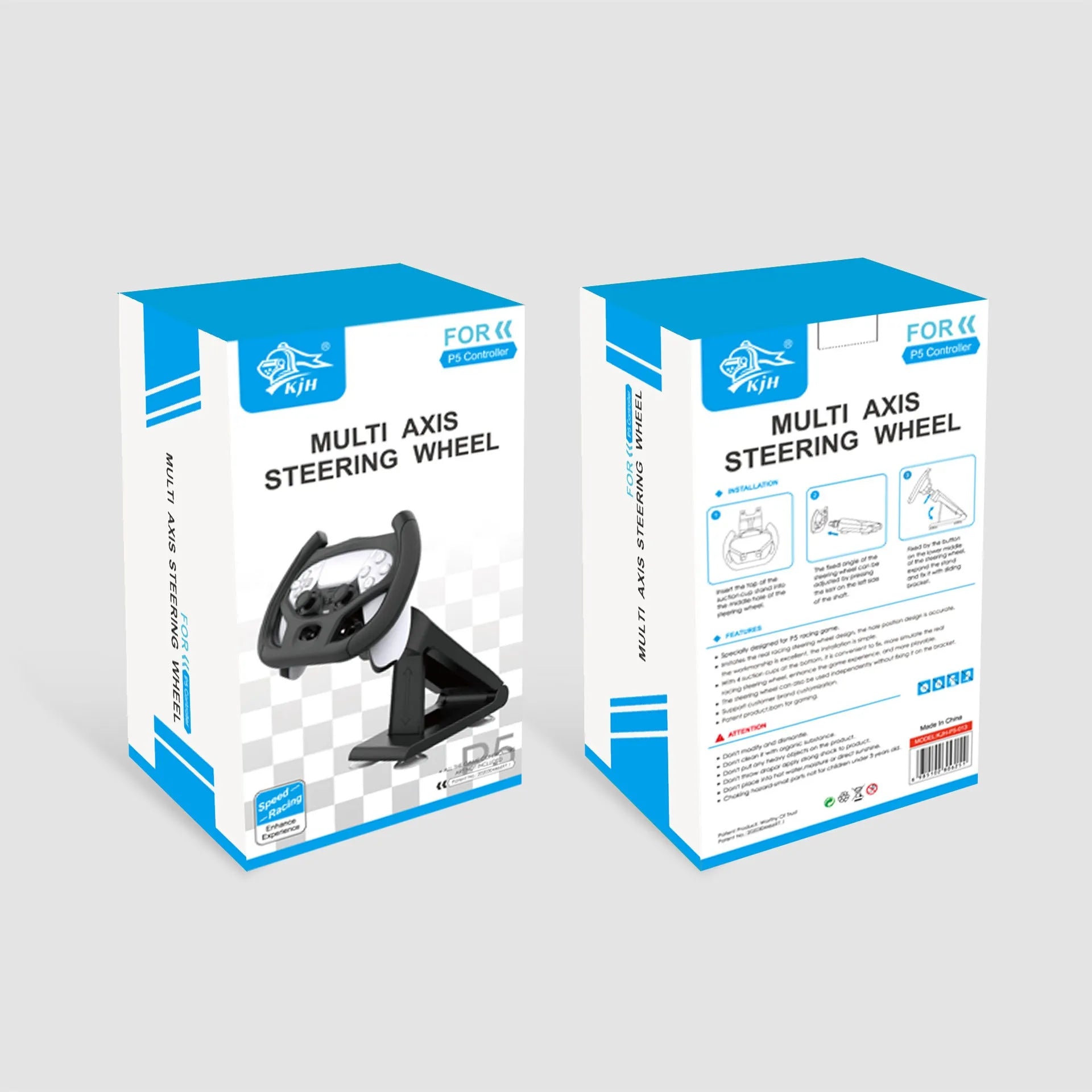 Black ABS gamepad steering wheel bracket with suction cup holding a mobile phone.