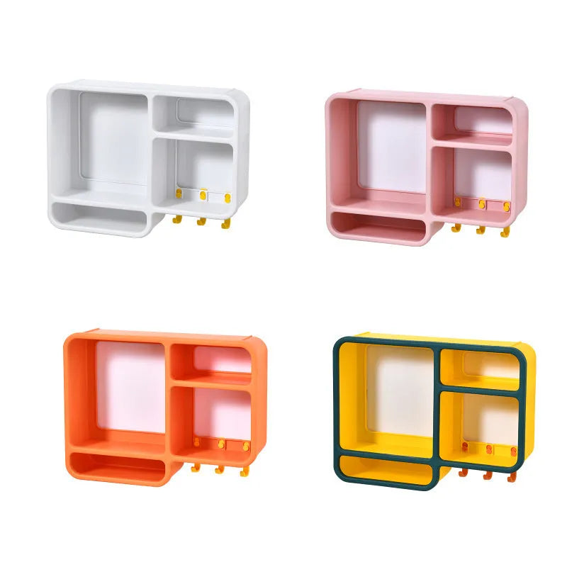 Modern simple wall-mounted plastic storage shelf in white, 36.2x27.2x9.3cm, for cosmetics and small items