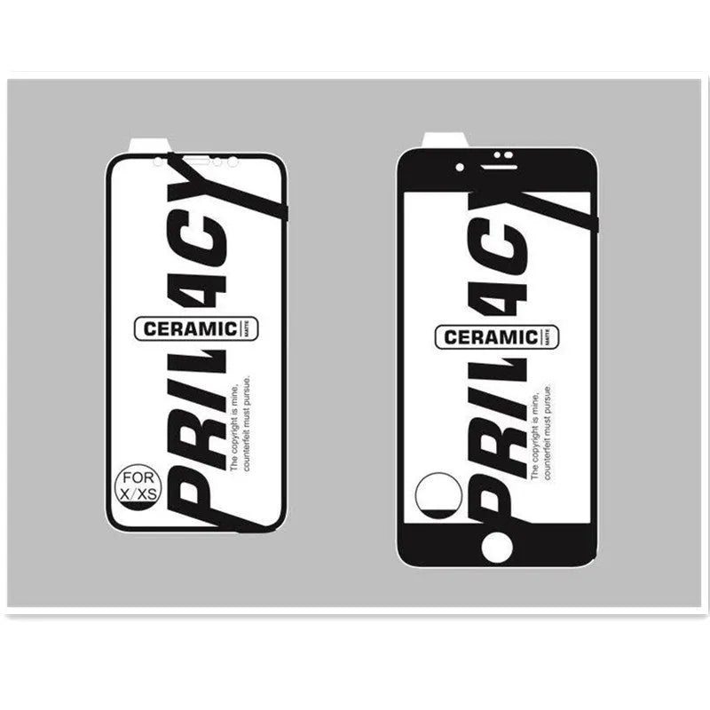 Black ceramic matte anti-peep screen protector for iPhone on a phone screen.