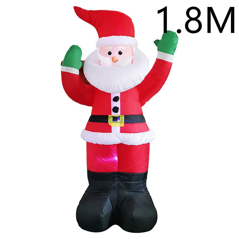 Glowing LED inflatable Christmas decoration showing Santa, tree, or snowman for outdoor garden use