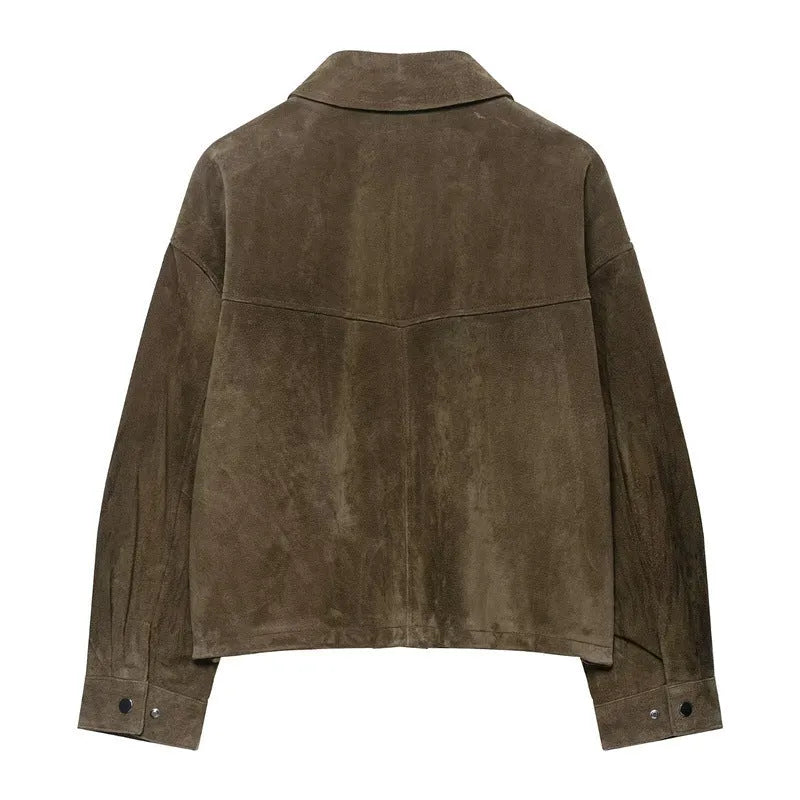 Women's casual PU jacket in Japanese Korean style with medium thickness regular fit