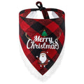 Lace Christmas dog scarf plaid cotton twill weave red green size L pet bandana