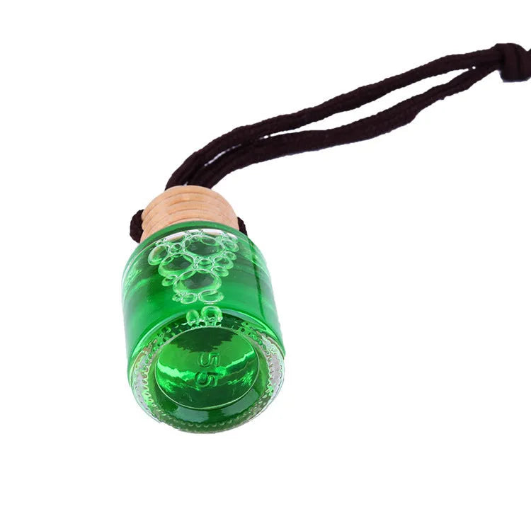 Glass bottle car air freshener hanging ornament with 55g aromatherapy refill options