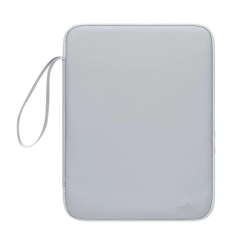 Imitation leather tablet protective case with handle in black, front view, fits 10.9-inch and 12.9-inch devices