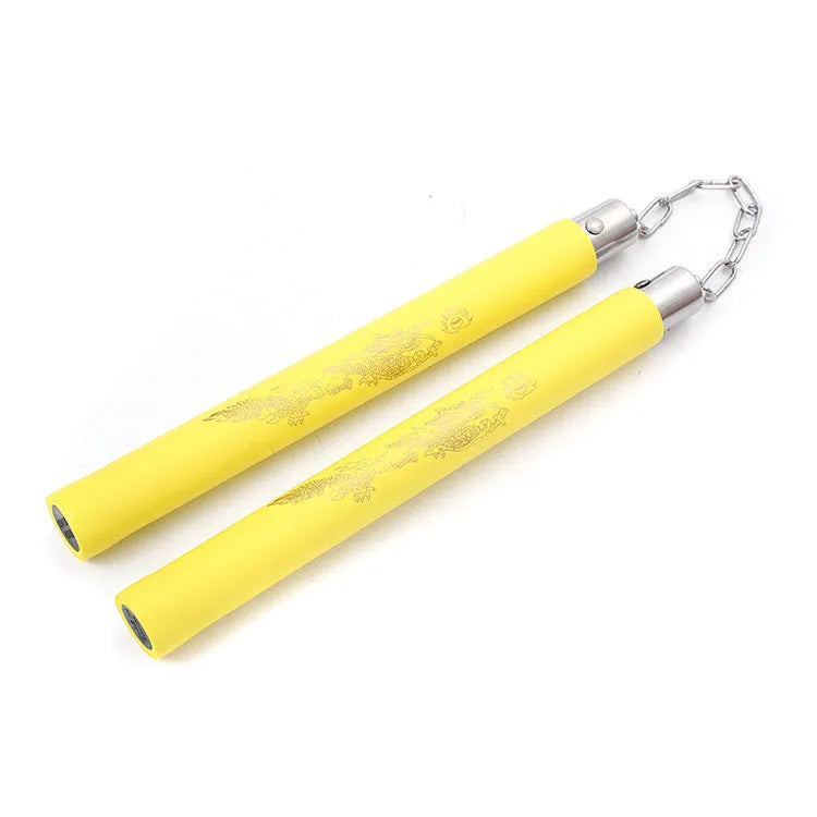 Sponge nunchaku for children beginners practice in black EVA foam double jointed stick