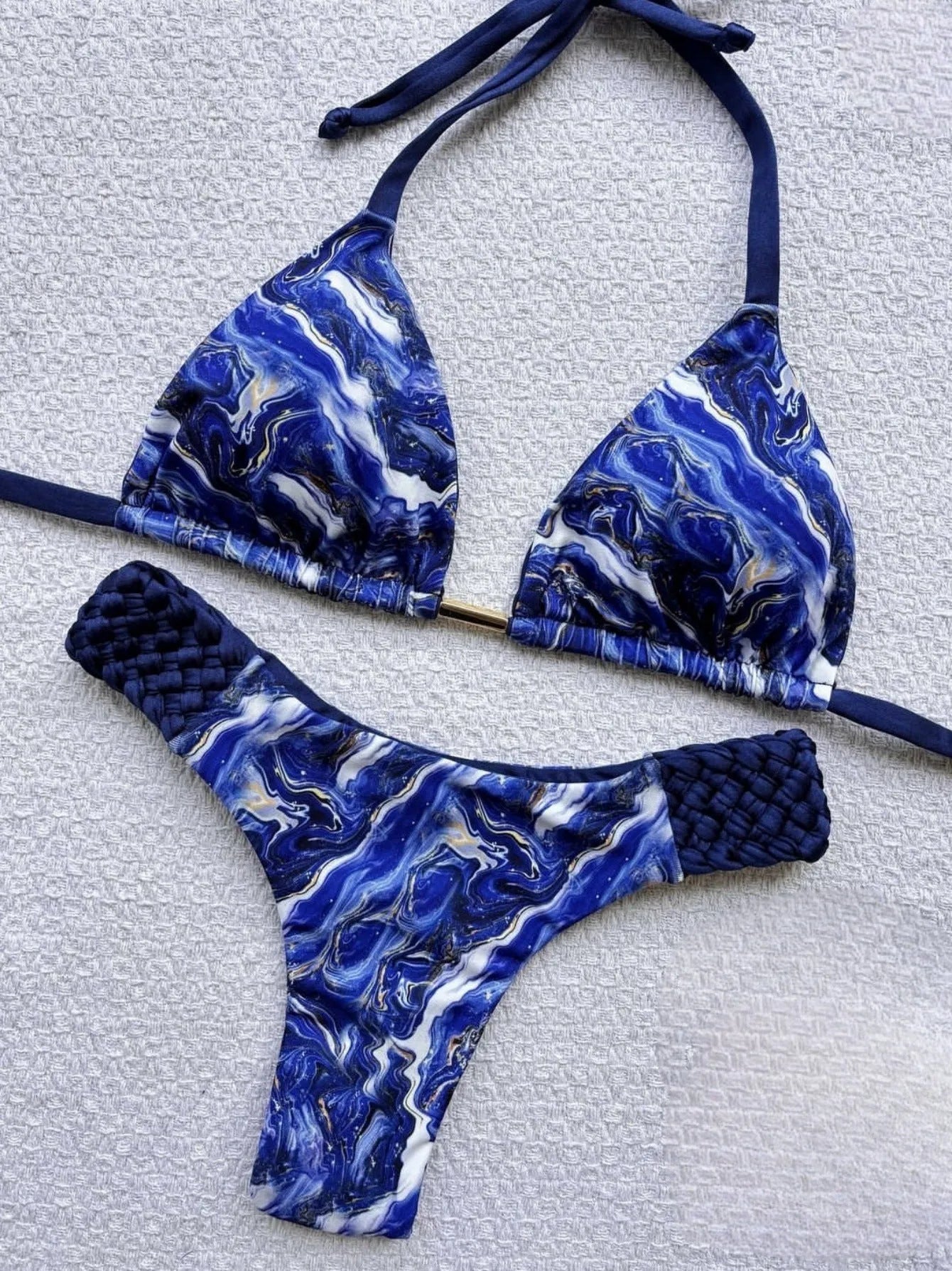 Braid rope print nylon bikini set for women in briefs style, available in multiple colours and sizes