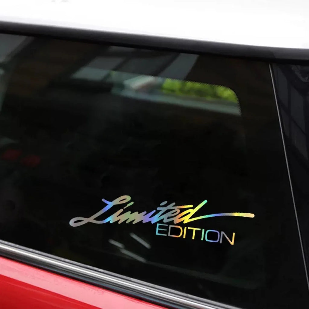 Black laser reflective car sticker with text design for vehicle decoration